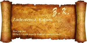 Zadravecz Kabos névjegykártya